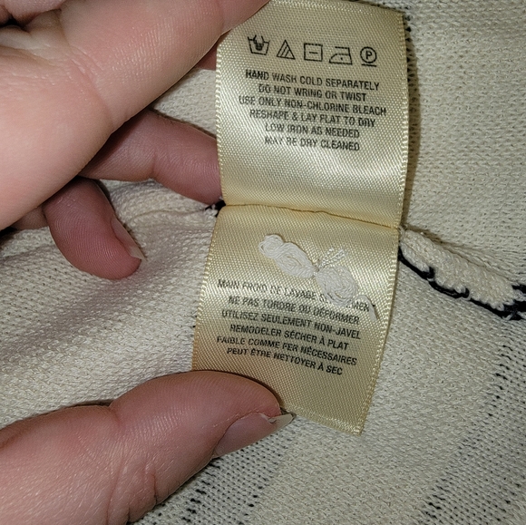 Anthropologie Knitted&Knotted Sweater Size M Cream/Blue - Picture 7 of 11